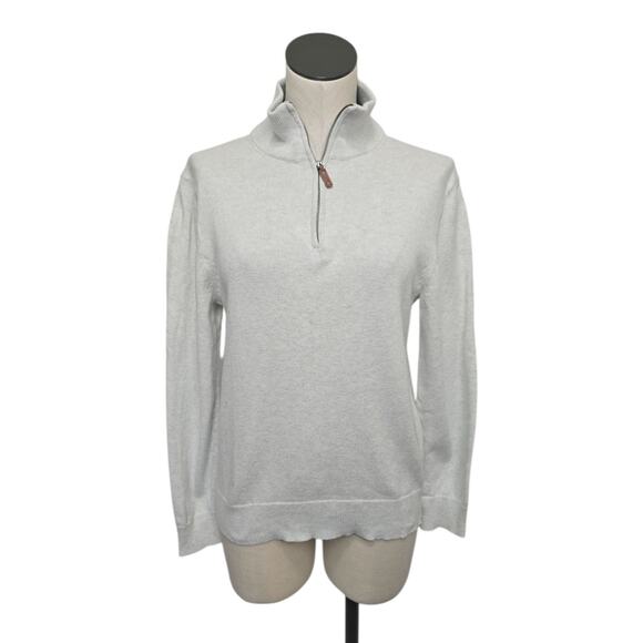 J. Crew Cotton Half-Zip‎ Mens Sweater Light Heather Gray Size Small BF091 Preppy - Picture 1 of 9